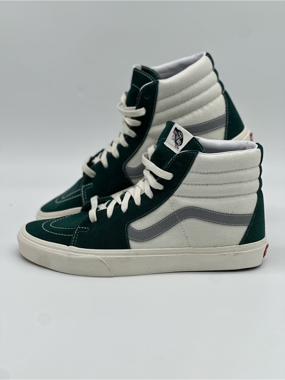 Vans Sk8-Hi High Top Sneakers - Dark Green & Cream